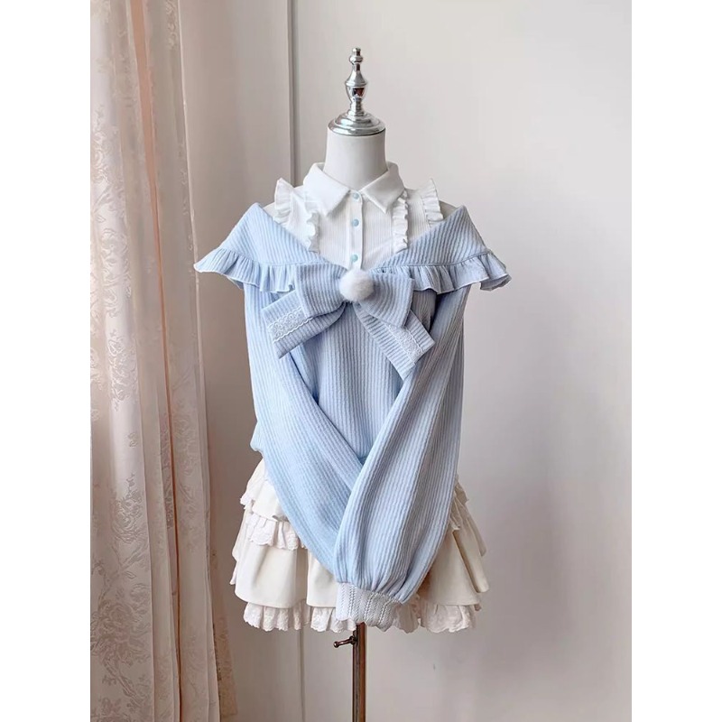 Kawaii Soft Girl Lolita 2 Piec - Blouse Off Shoulder 评论和价格
