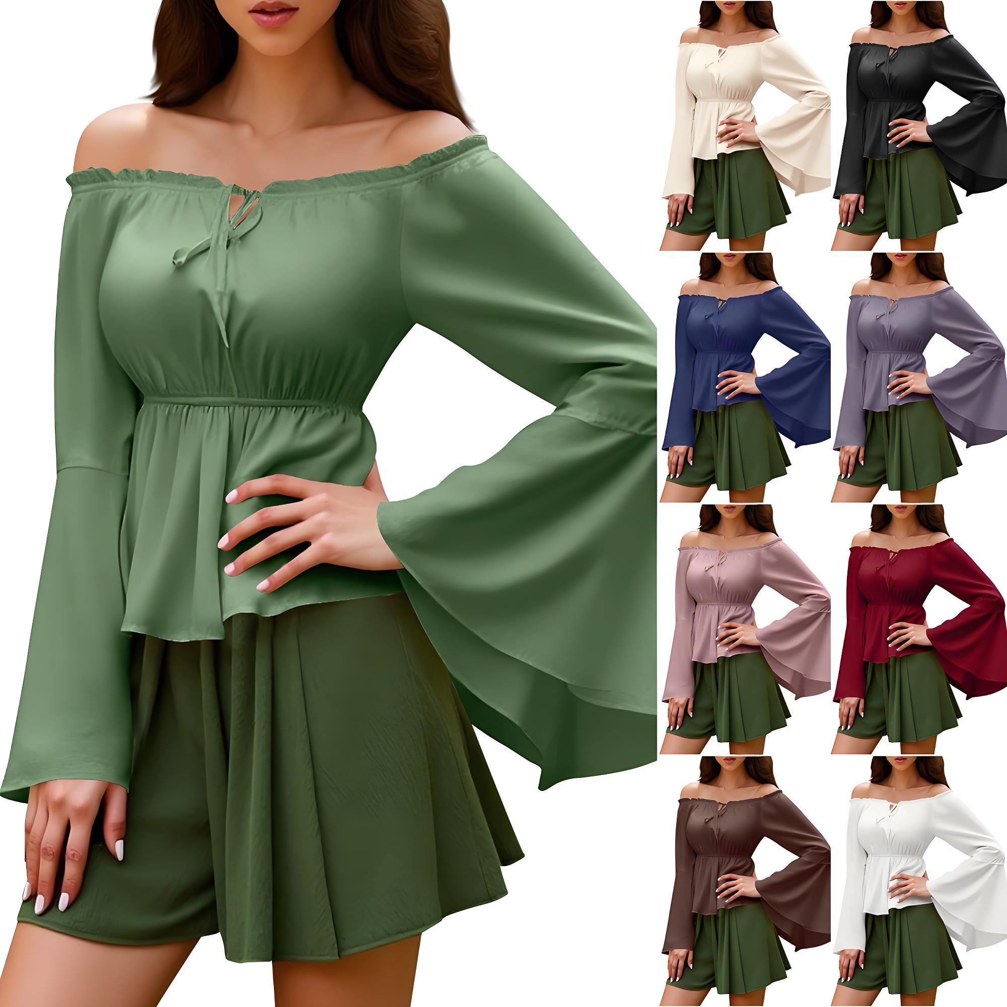 Renaissance Blouse Peasant Wom - Blouse Off Shoulder 评论和价格